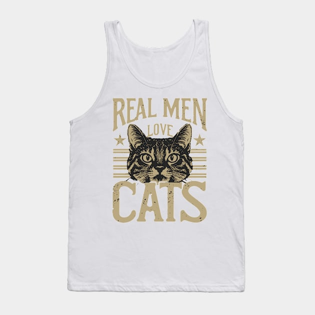 Funny Real Men Love Cats Distressed Grunge Design Tank Top by TF Brands